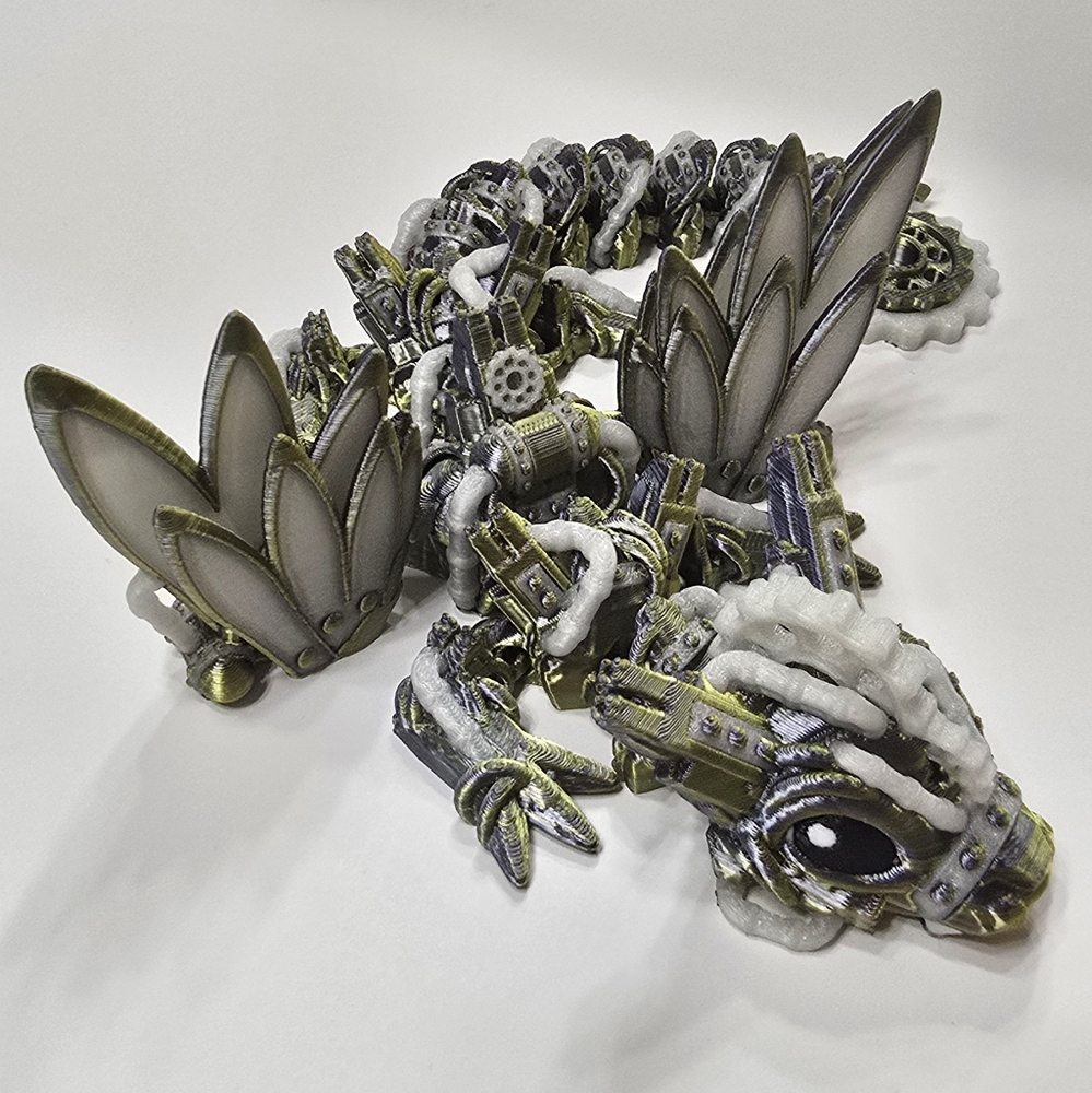 Articulated Steampunk Dragon – Glow-in-the-Dark Rainbow Display Piece - Picture 4 of 9